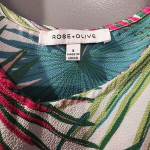 Rose & Olive Vibrant Green and Pink Blouse